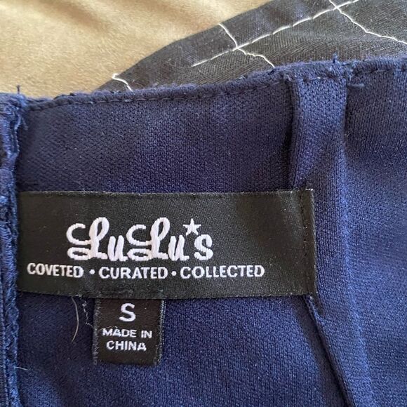 Lulu’s Turn Back Time Navy Blue two piece skirt set size S 70% cotton - Picture 11 of 12